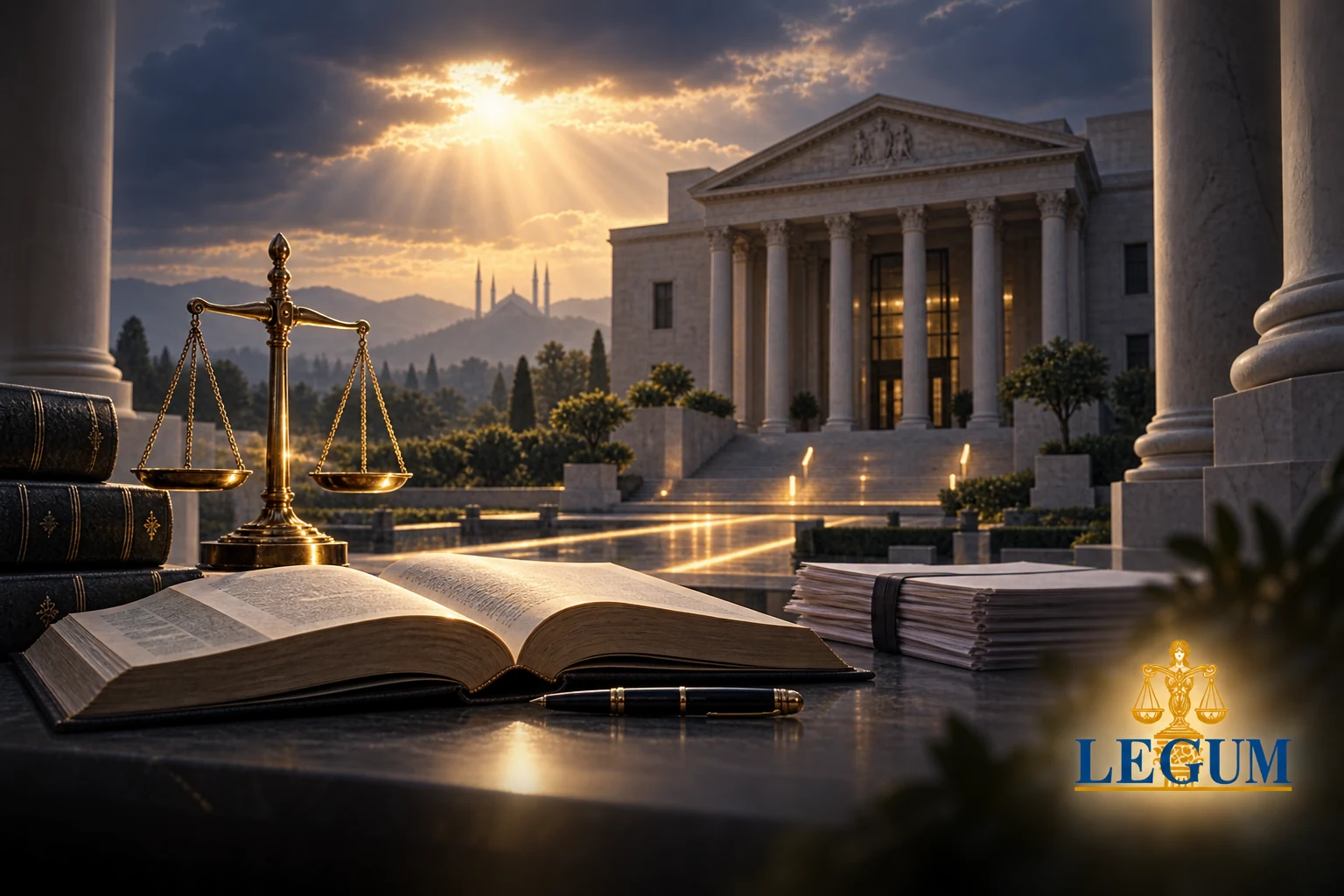 كتب في القانون الدستوري وميزان العدالة ومحكمة عالية ترمز إلى اختصاص الأوامر القضائية بموجب المادة 199